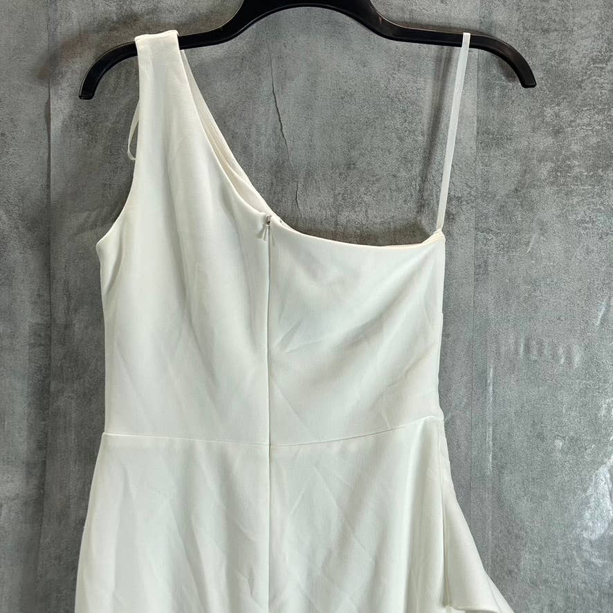 AQUA FORMAL Women's White One-Shoulder Scuba Crepe Midi Sheath Dress SZ 4