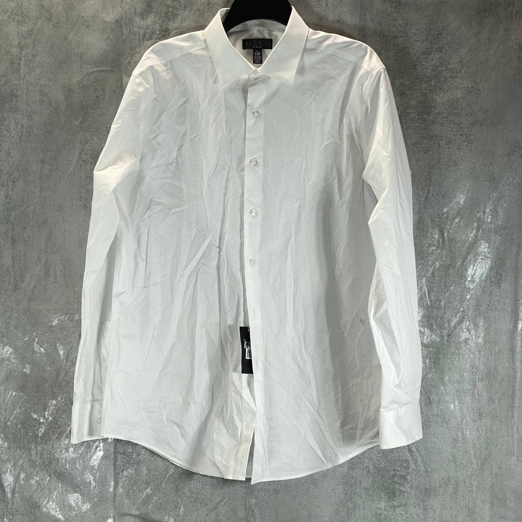 ALFANI Men's White Slim-Fit 2-Way Stretch Button-Up Long-Sleeve Dress Shirt SZ L