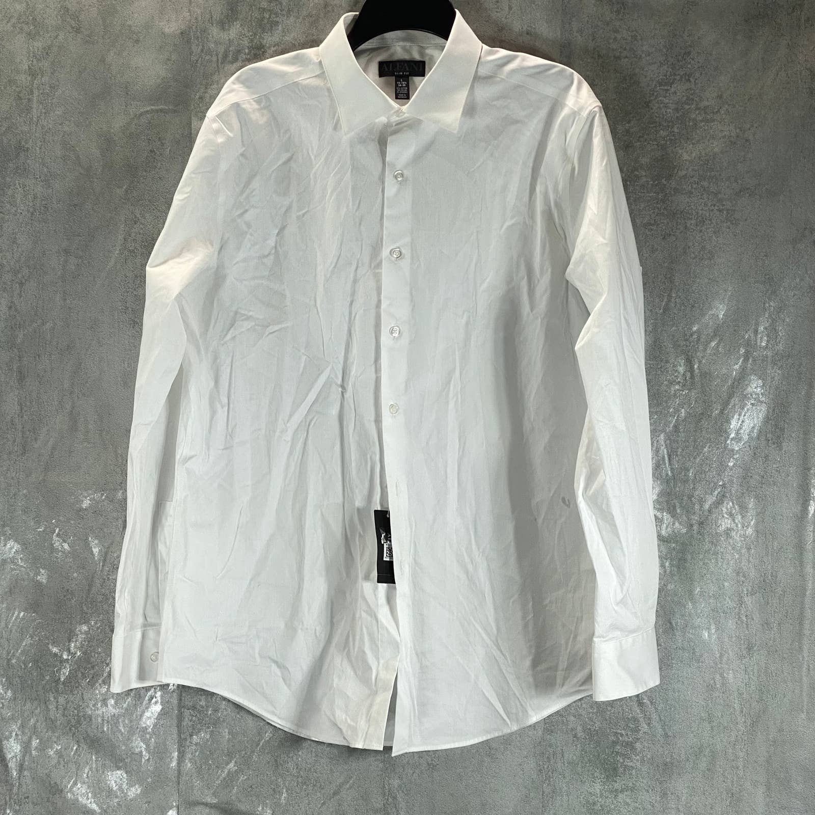 ALFANI Men's White Slim-Fit 2-Way Stretch Button-Up Long-Sleeve Dress Shirt SZ L