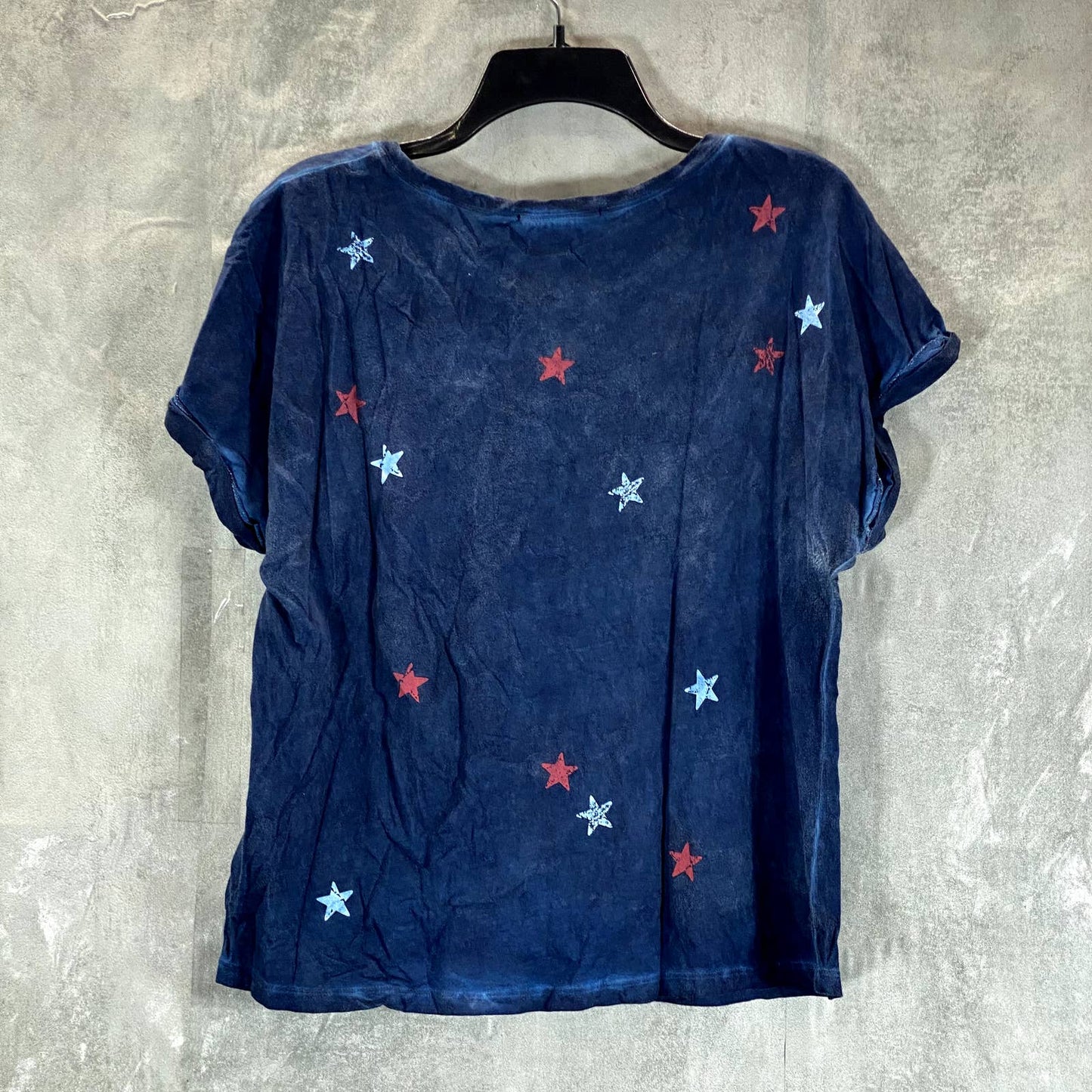 INC INTERNATIONAL Women's Indigo Sea Cotton Star-Print Crewneck T-Shirt SZ M