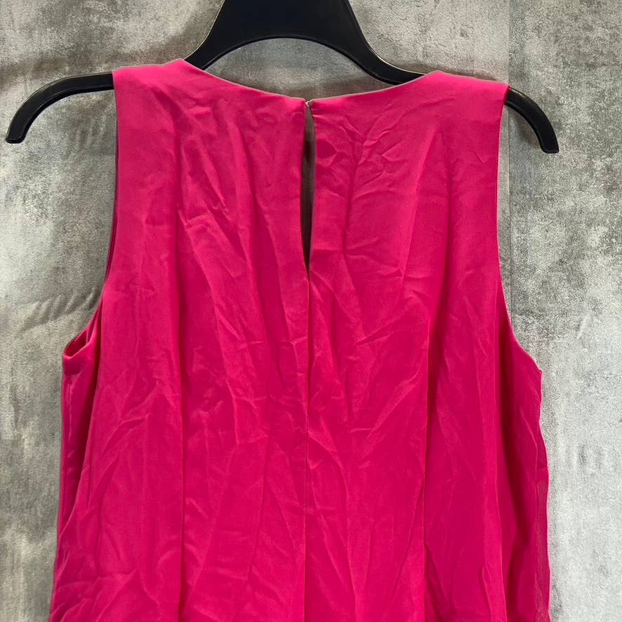 SLNY Fashion Women's Pink Chiffon Sleeveless Jewel-Neck Sheath Dress SZ 6