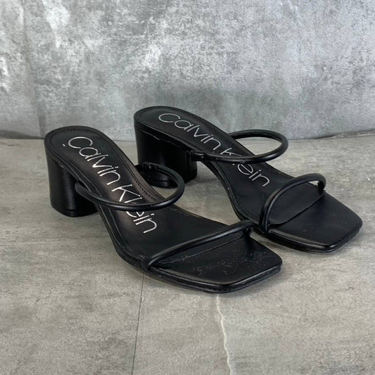 CALVIN KLEIN Women's Black Beccy Square-Toe Slip-On Sandals SZ 6