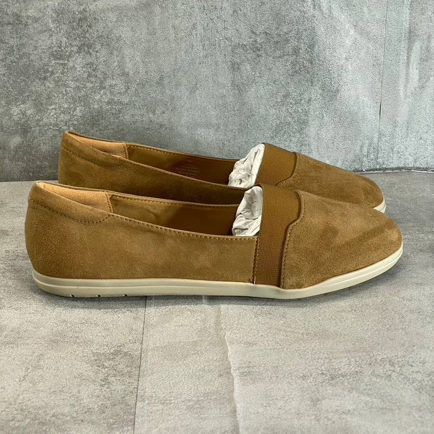 EASY SPIRIT Women's Wide Width Camel Leather Bounce Slip-On Flats SZ 8W