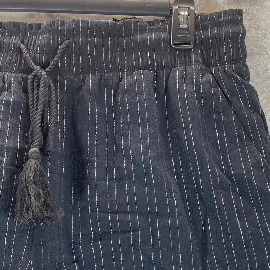 INC INTERNATIONAL Women's Deep Black High-Rise Smocked Tassel-Tie Shorts SZ XL