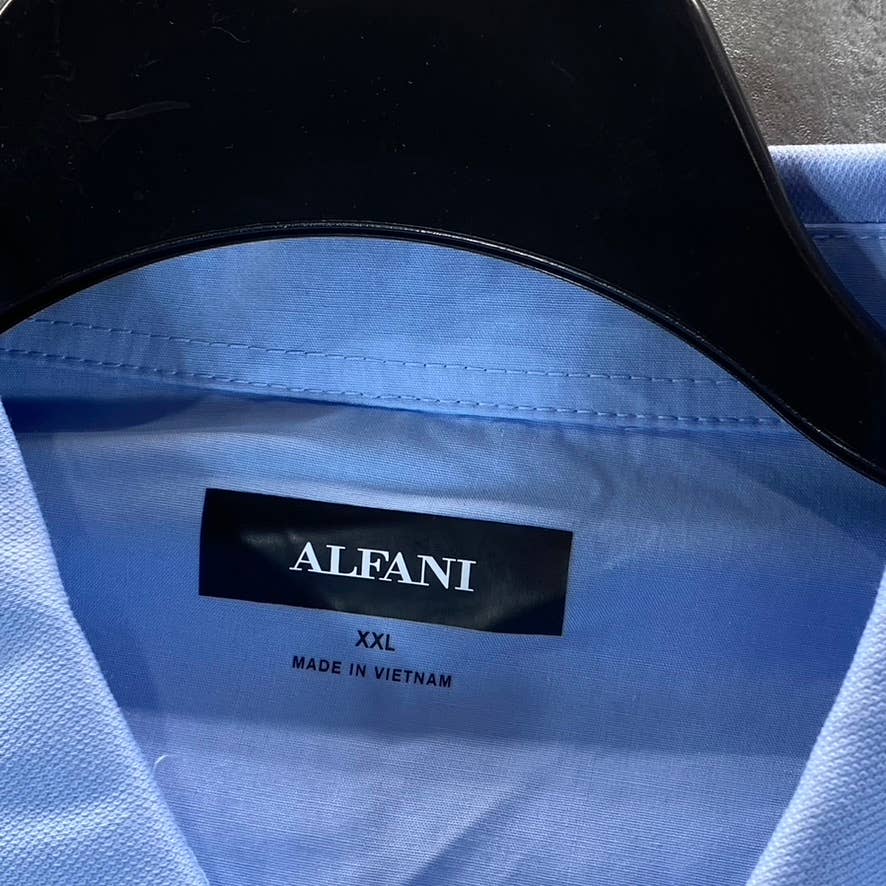 ALFANI Men's Pale Ink Blue Regular-Fit Supima Birdseye Button-Up Shirt SZ XXL