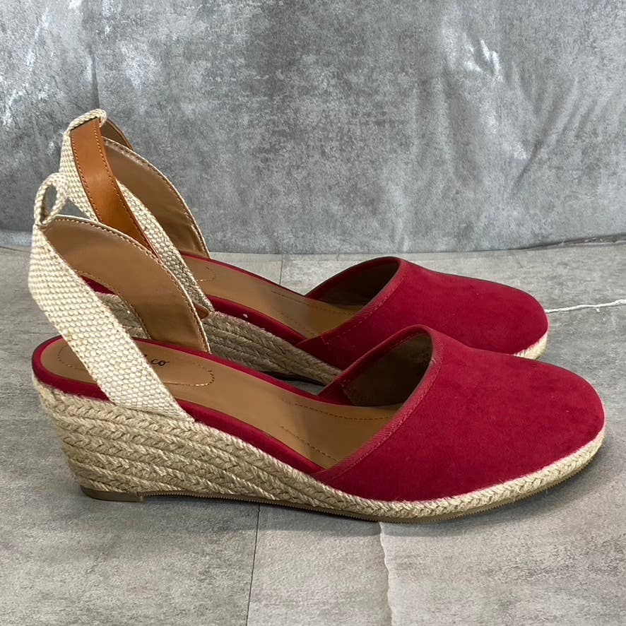 STYLE & CO Women's Red Mailena Closed-Toe Wedge Espadrille Sandals SZ 9