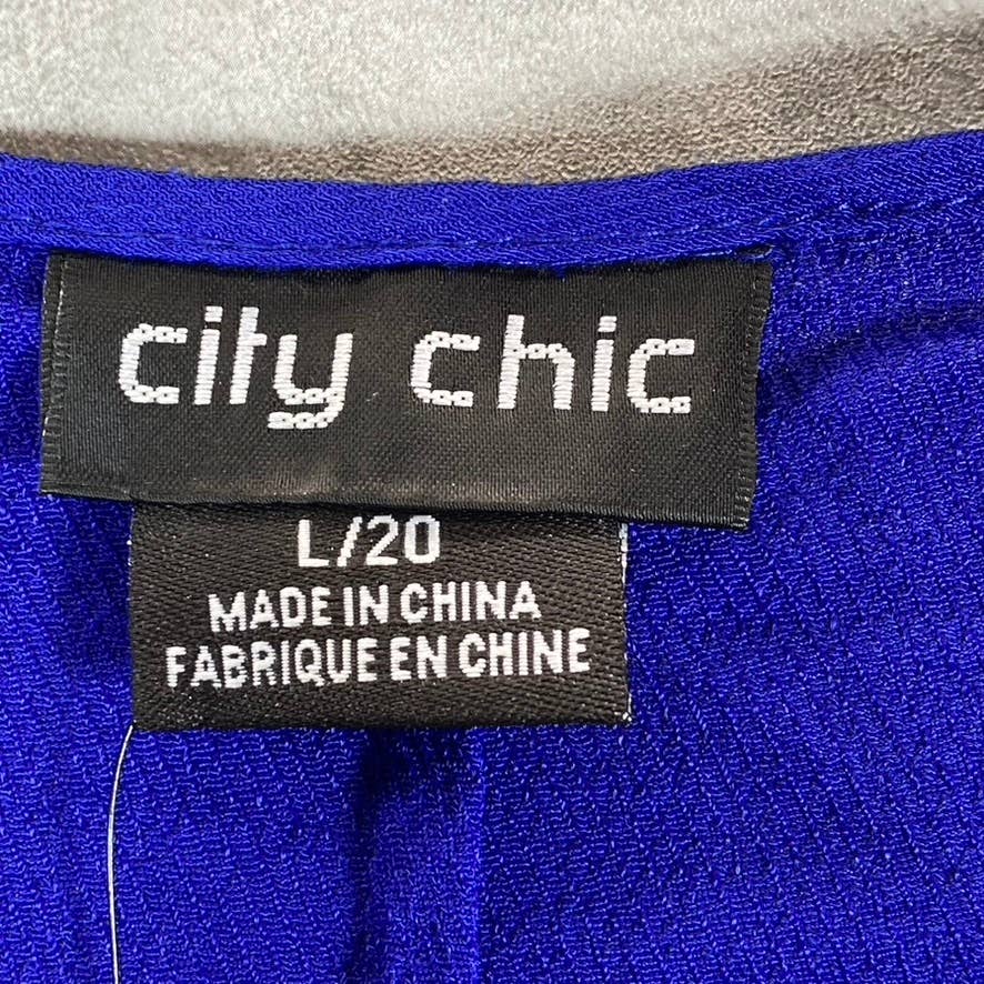 CITY CHIC Women's Plus Electric Blue Scoopneck Elbow Sleeve Hi-Low Top SZ L(20)