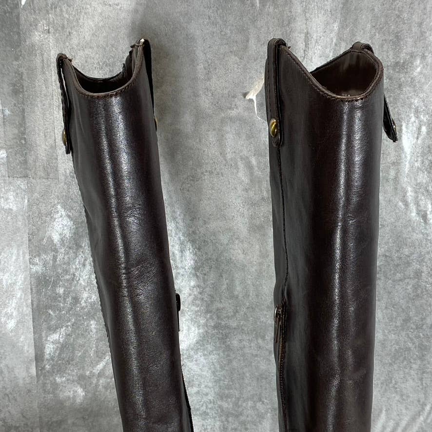 INC INTERNATIONAL Women's Chocolate Leather Fawne Knee-High Riding Boots SZ 8