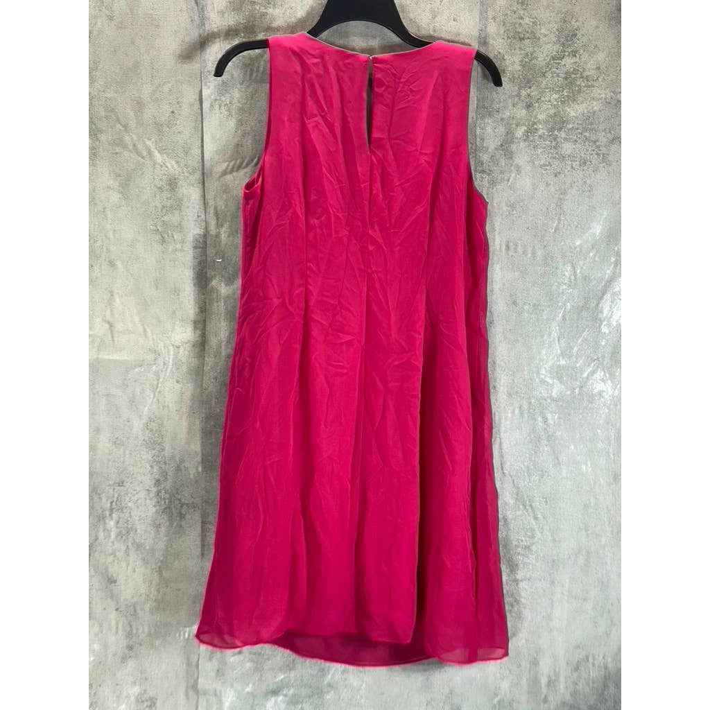 SLNY Fashion Women's Pink Chiffon Sleeveless Jewel-Neck Sheath Dress SZ 6