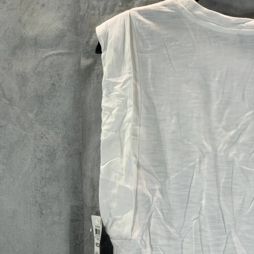 INC INTERNATIONAL CONCEPTS Women's Bright White Extended Cap-Sleeve T-Shirt SZ M