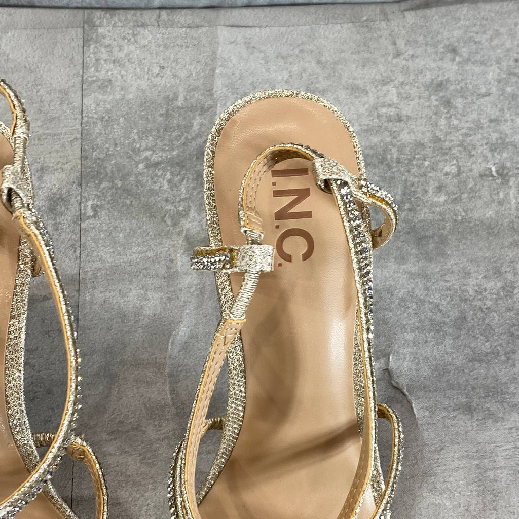 INC INTERNATIONAL CONCEPTS Women's Champagne Crystal Arti Strappy Sandals SZ 9.5