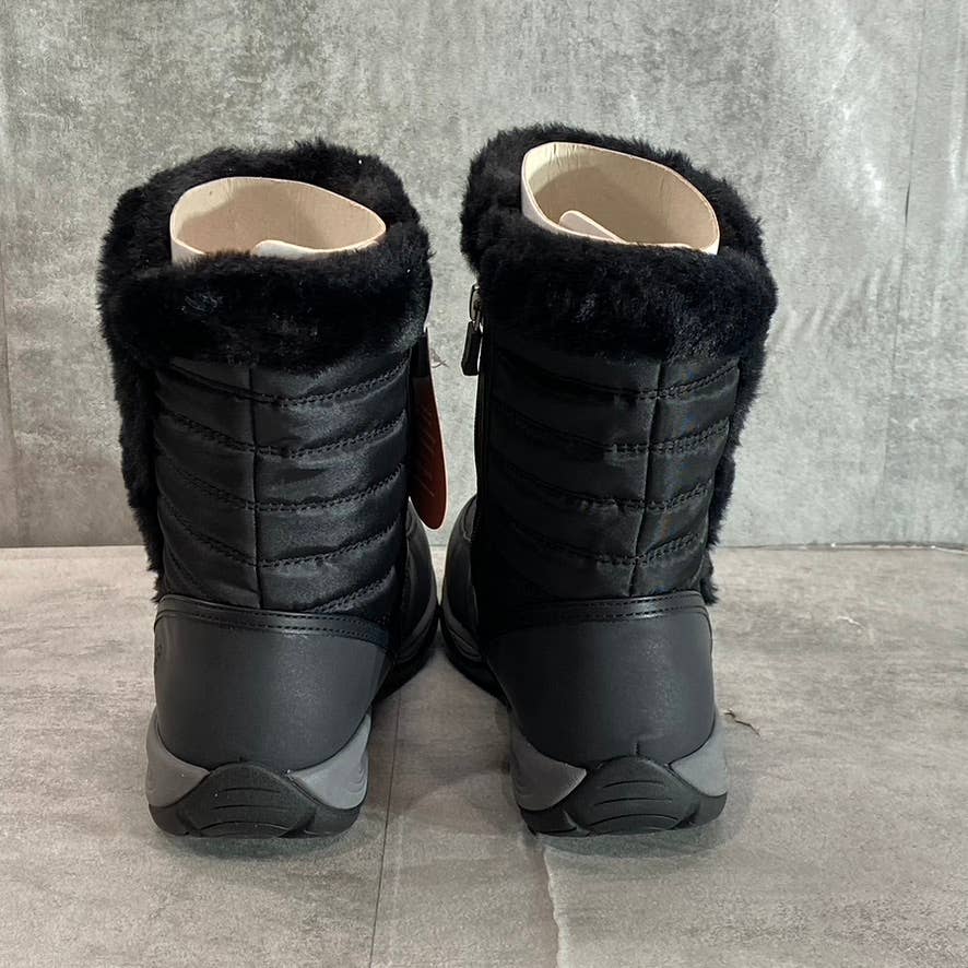 EASY SPIRIT Women's Black Exposure Waterproof Faux Fur Quilted Snow Boots SZ 7.5