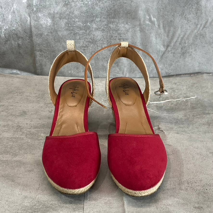 STYLE & CO Women's Red Mailena Closed-Toe Wedge Espadrille Sandals SZ 9