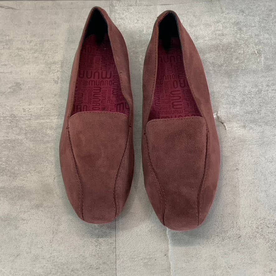 MUNRO Women's Wine Suede Diedre Square-Toe Slip-On Loafers SZ 8.5