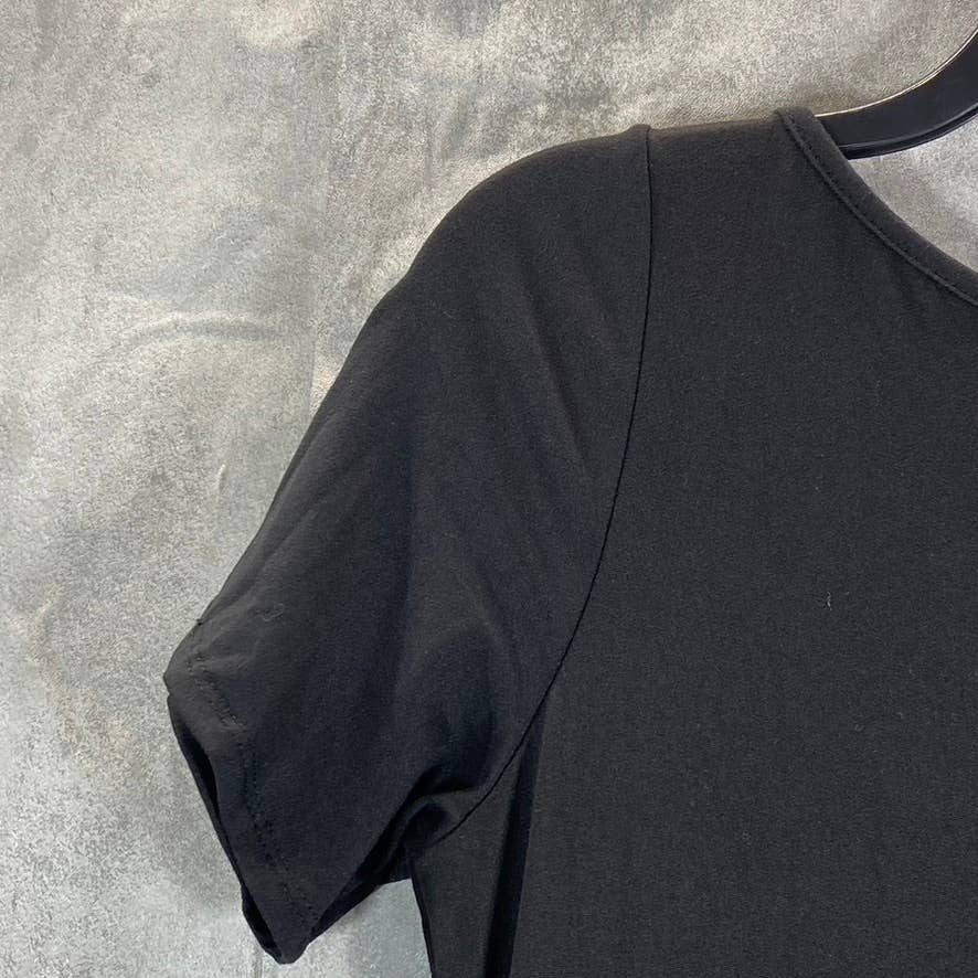 24SEVEN COMFORT Women's Black Short Sleeve Pocket Detail Midi Dress SZ M