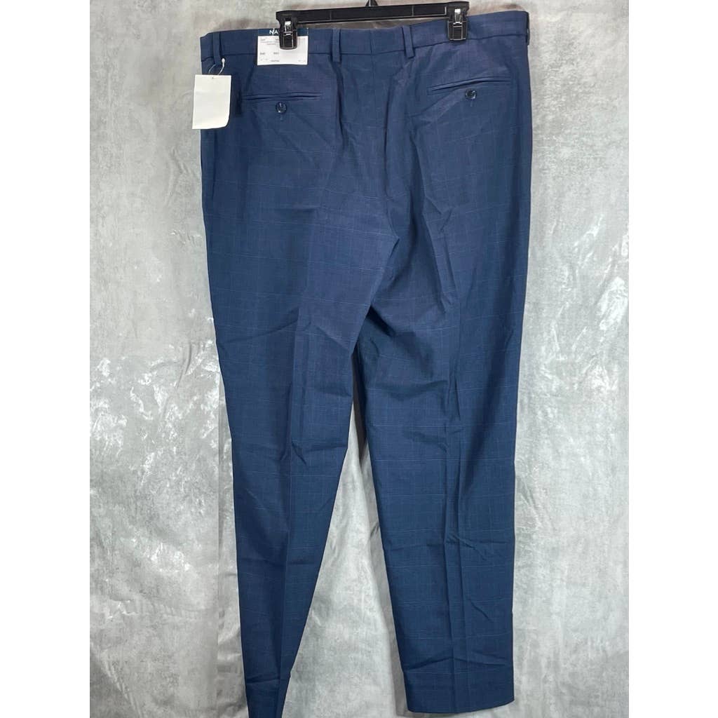 NAUTICA Men's Navy Plaid Modern-Fit Bi-Stretch Suit Pants SZ 41X32
