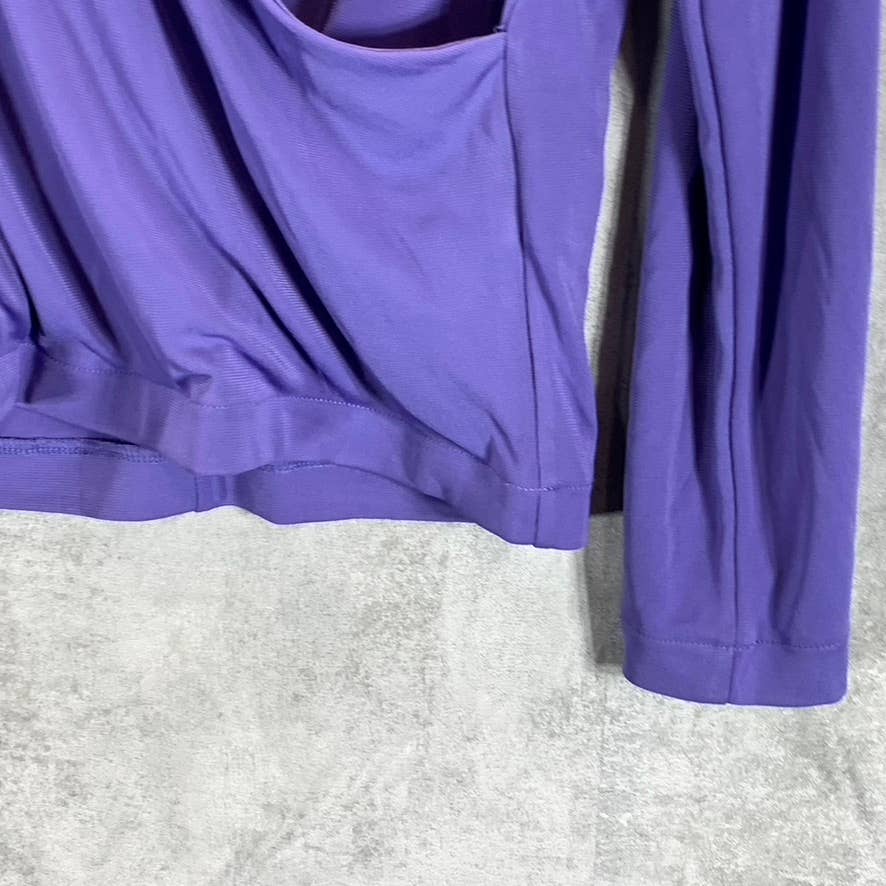 ALFANI Women's Corsican Blue Surplice Faux-Wrap Long-Sleeve Top SZ S