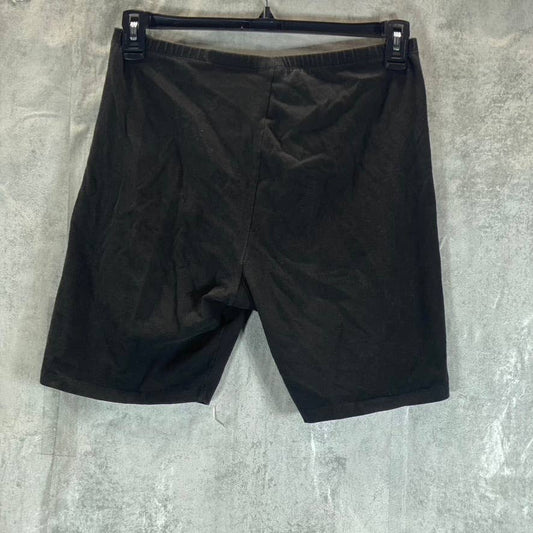 GUESS Women's Jet Black Solid Elastic Waistband Pull-On Biker Shorts SZ XL