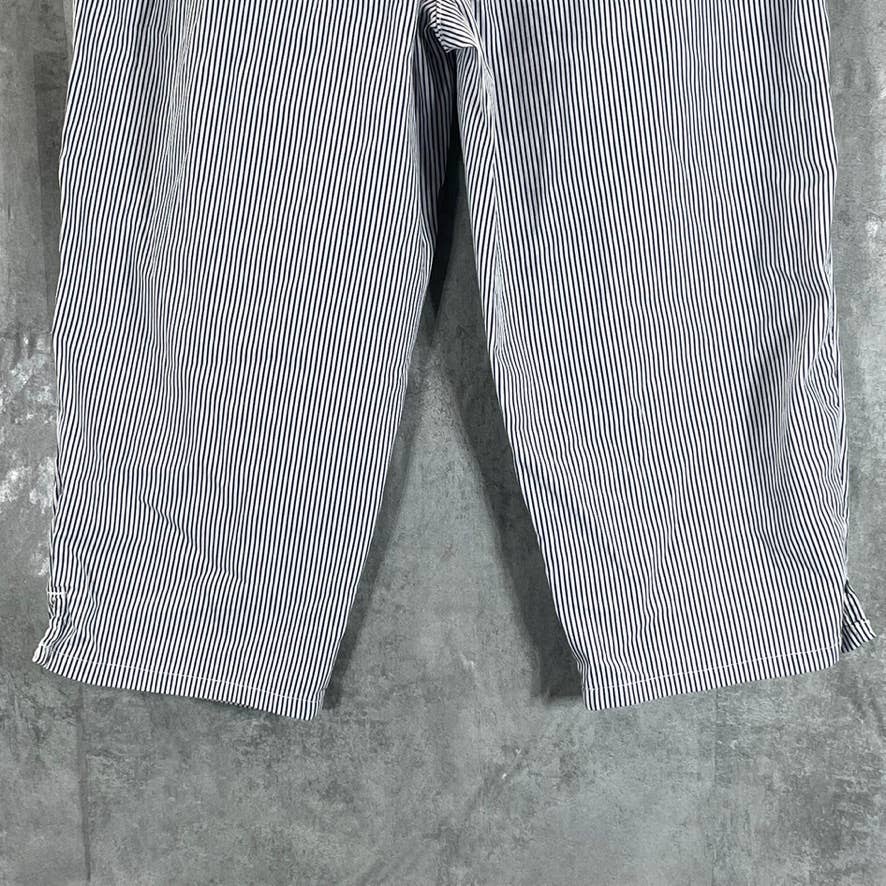 KAREN SCOTT Women's Petite Black Corded Striped Tummy-Control Capri Pants SZ 8P