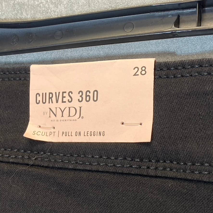 CURVES 360 BY NYDJ Women's Solid Black Sculpt Pull-On Denim Leggings SZ 28