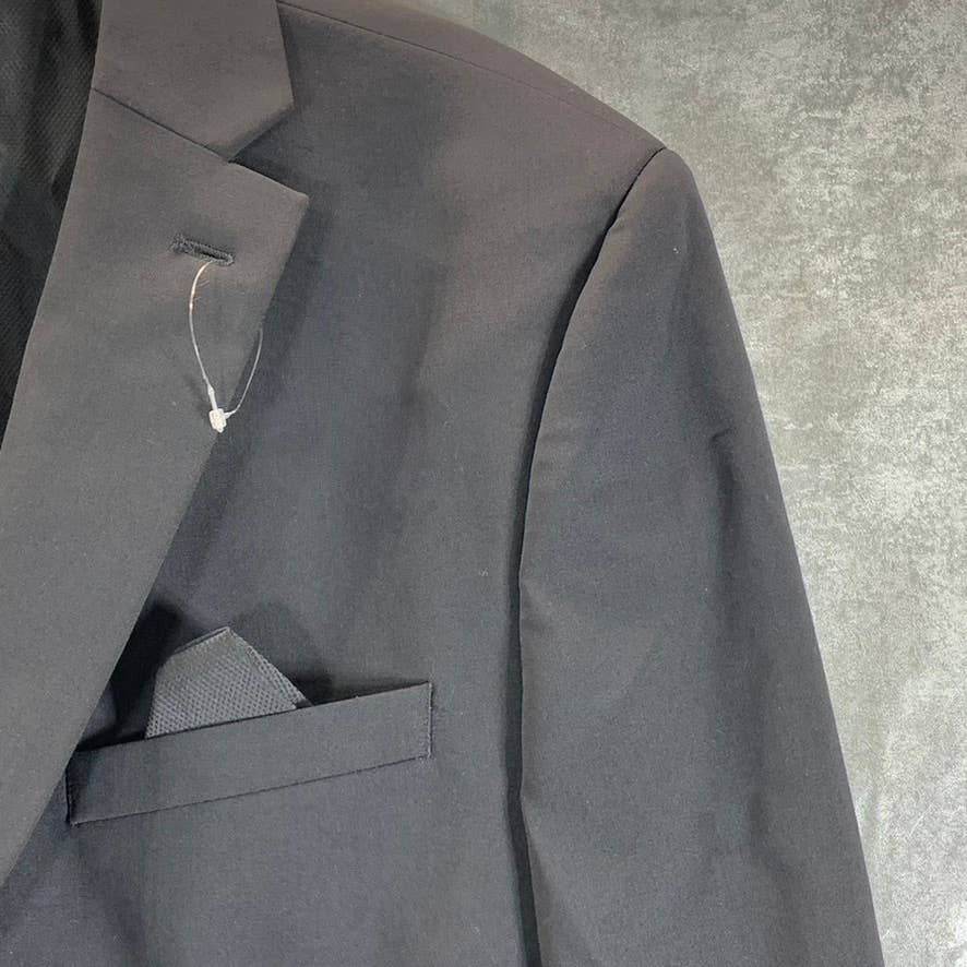 BAR III Men's Solid Black Short Two-Button Slim-Fit Wool Suit Jacket SZ 44S