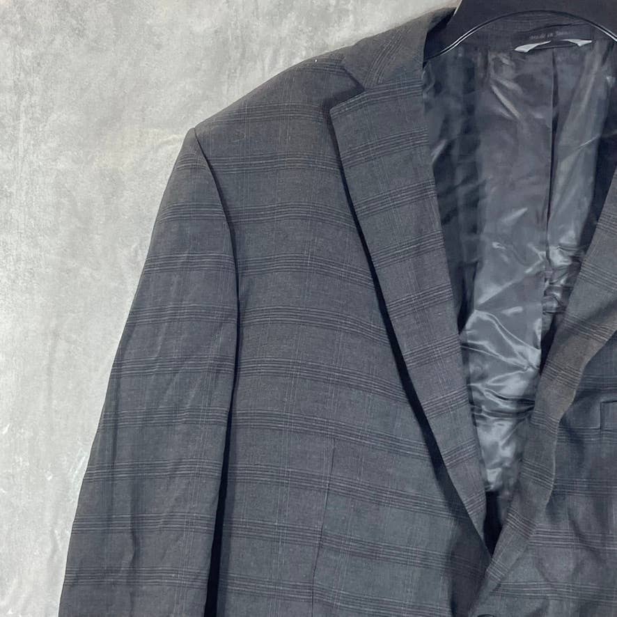 MARC NEW YORK Men's Light Grey Plaid Modern-fit Two-Button Suit jacket SZ 48R
