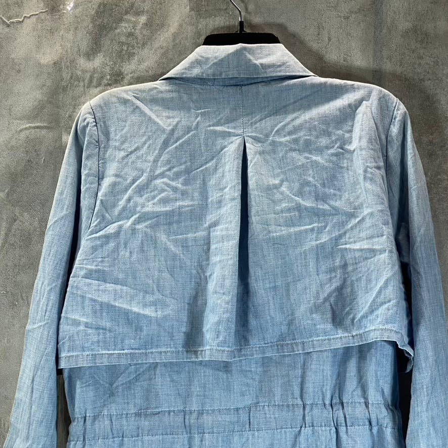 INC INTERNATIONAL Women's Light Indigo Cotton Draped 3/4 Sleeve Denim Jacket SZL