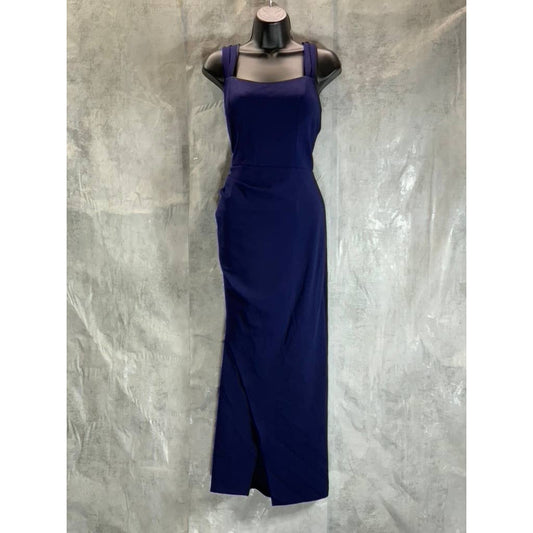 BETSY & ADAM Women's Navy Midi Crepe Pull-Through Back Wrap Dress SZ 10