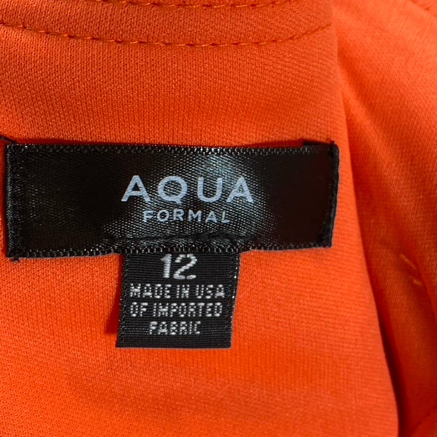 AQUA FORMAL Women's Orange Scuba Side Cutout Embellished Strap Sheath Mini Dress