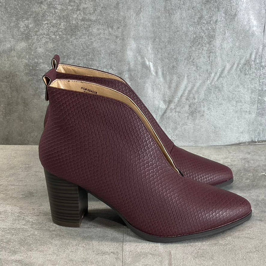 JOURNEE COLLECTION Women's Wine Bellamy Pointed-Toe Slip-On Block-Heel Booties