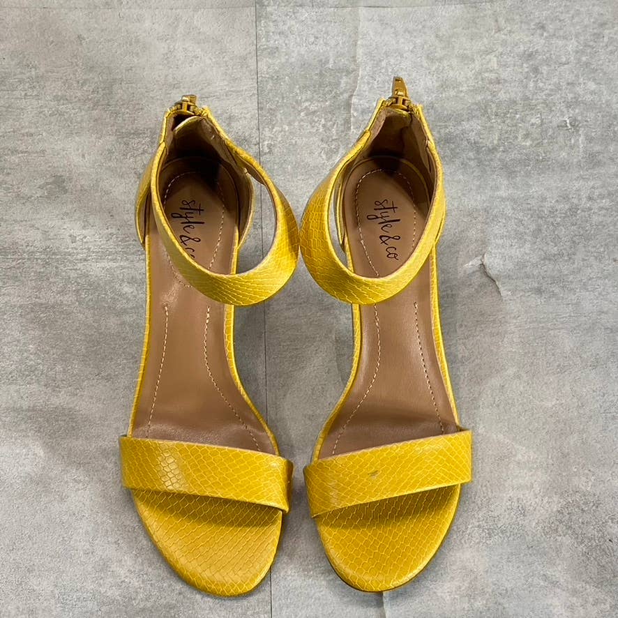 STYLE & CO Yellow Snake Embossed Paycee Round-Toe Two-Piece Dress Sandals SZ 6