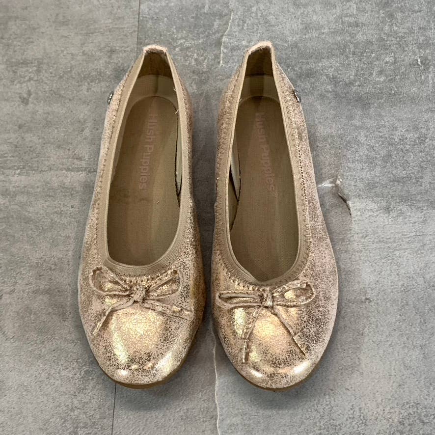 HUSH PUPPIES Girl's Rose Gold Josie Round-Toe Slip-On Ballet Flats SZ 12.5