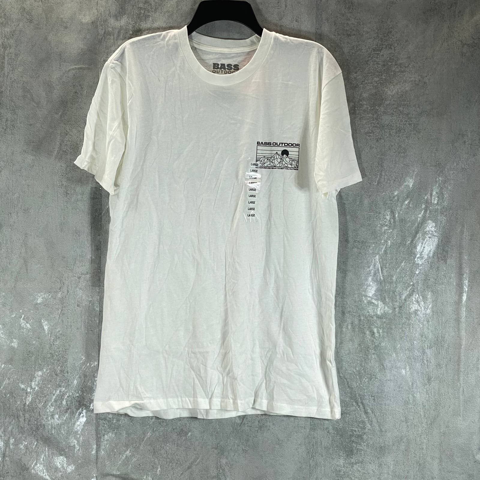 BASS OUTDOOR Men's Snow White Crewneck Antlers Mountain Logo Graphic T-Shirt SZL