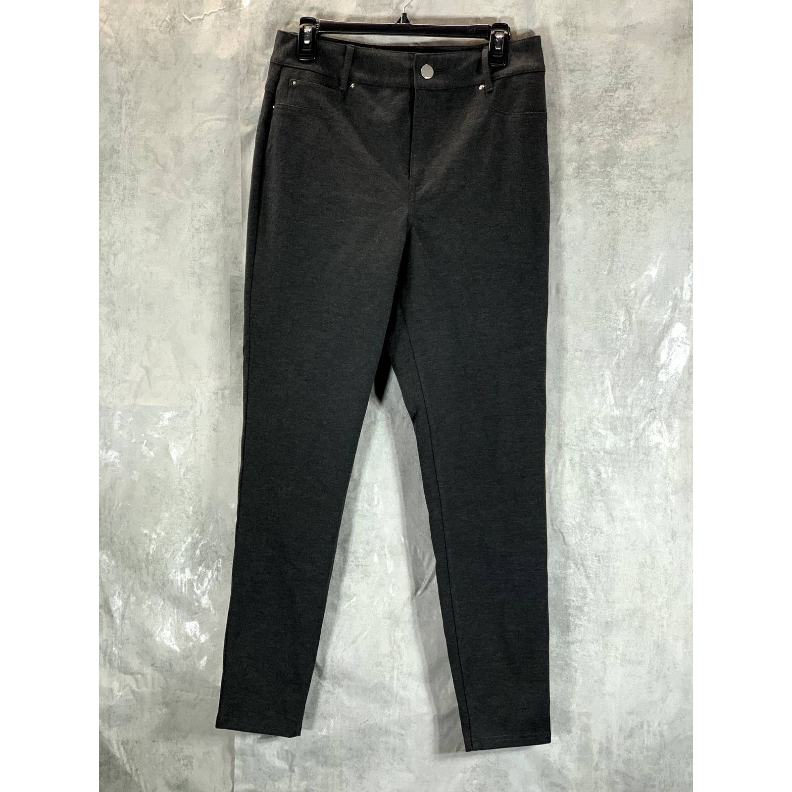 INC Women's Heather Dark Grey High-Rise Curve Creator Ponte-Knit Pants SZ 12