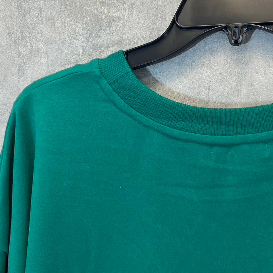BP. Women's Green Trekking Oversized Crewneck High-Low Hem Pullover Sweater SZ S