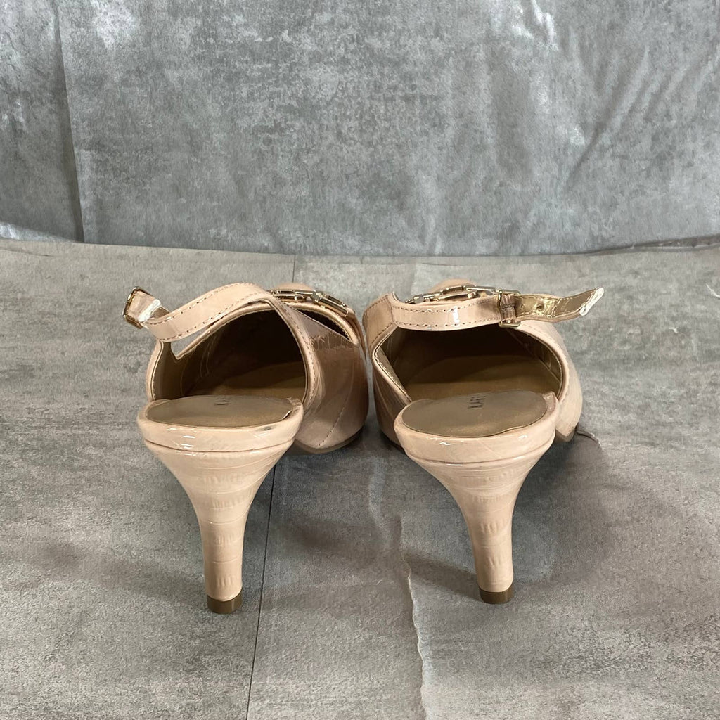 KAREN SCOTT Women's Nude Patent Gildda Pointed-Toe Slingback Pumps SZ 7.5