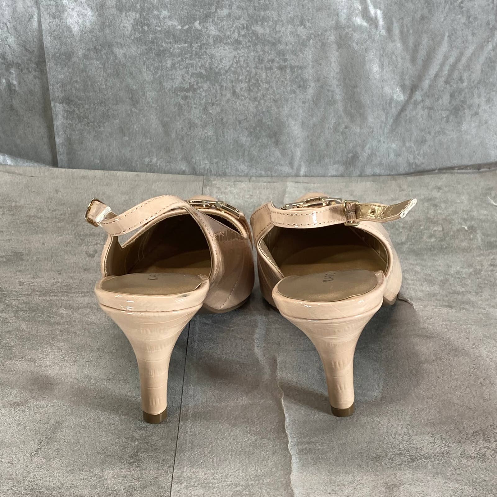 KAREN SCOTT Women's Nude Patent Gildda Pointed-Toe Slingback Pumps SZ 7.5