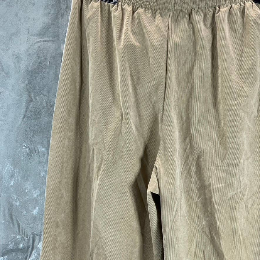 ALFRED DUNNER Women's Tan Classic-Fit Elastic Waistband Straight-Pants SZ 16