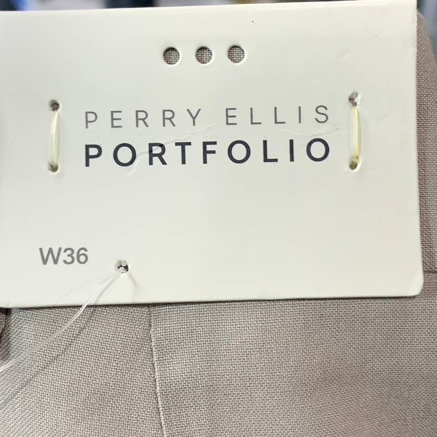 PERRY ELLIS PORTFOLIO Men's Toast Modern-Fit Flat Front Dress Pants SZ 36