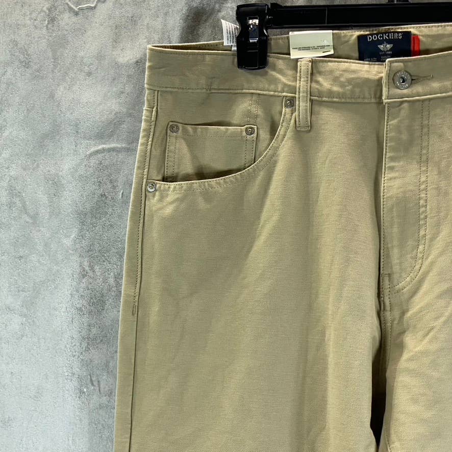 DOCKERS Men's Tan Smart 360 Comfort Knit Straight-Fit Pants SZ 34X32