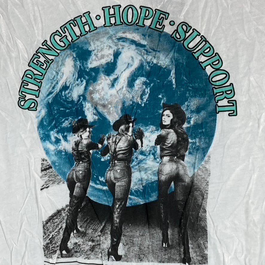 GUESS Women's Pure White Earth Graphic Crewneck Short-Sleeve T-Shirt SZ XS