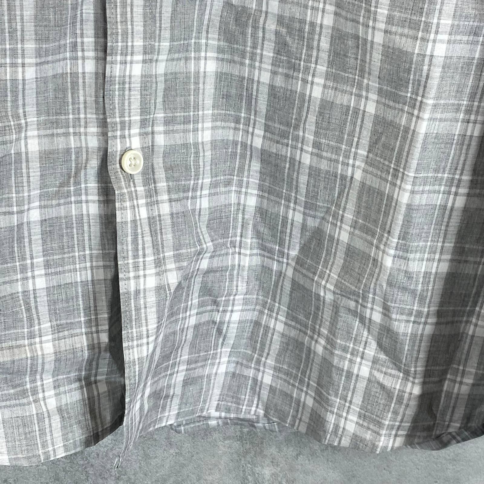 ALFANI Men's Grey Heather Caro Plaid Classic-Fit Long-Sleeve Button-Up Shirt SZL