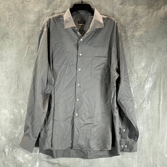 VAN HEUSEN Men's Grey Regular-Fit Stretch Button-Up Long-Sleeve Dress Shirt SZXL