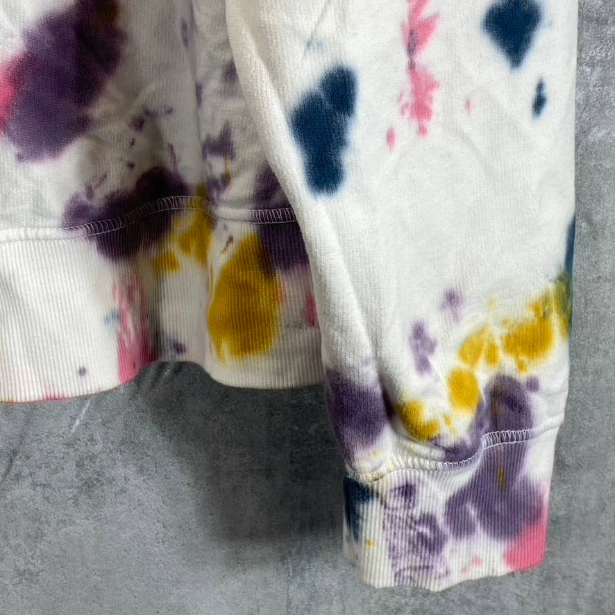 JENNI Women's White Bold Tie-Dye On Repeat Hooded Lounge Pullover SZ XL