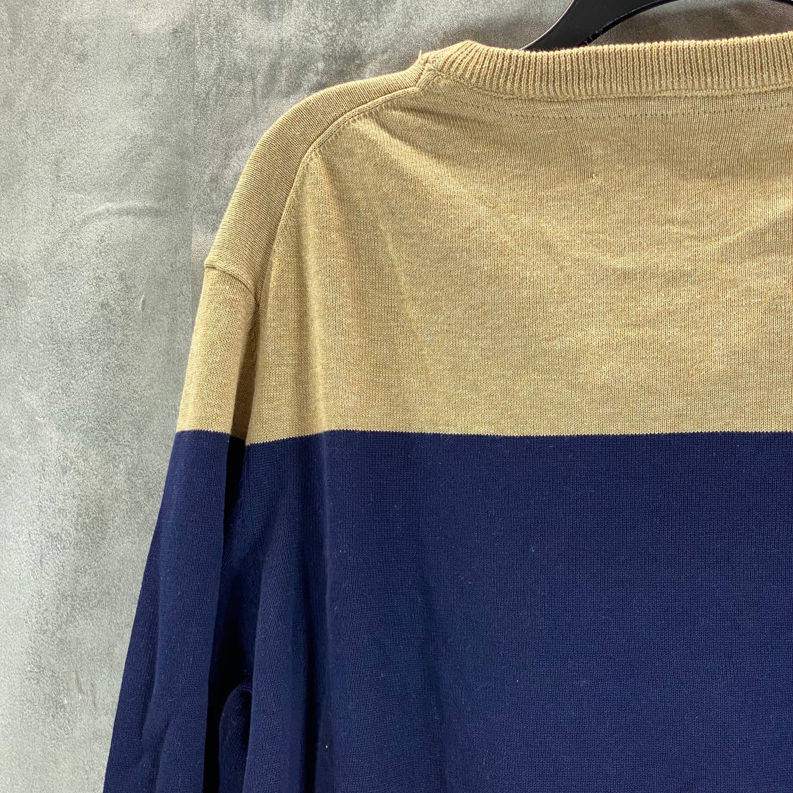 CLUB ROOM Men's Cracked Walnut Colorblock Stripe Crewneck Sweater SZ L