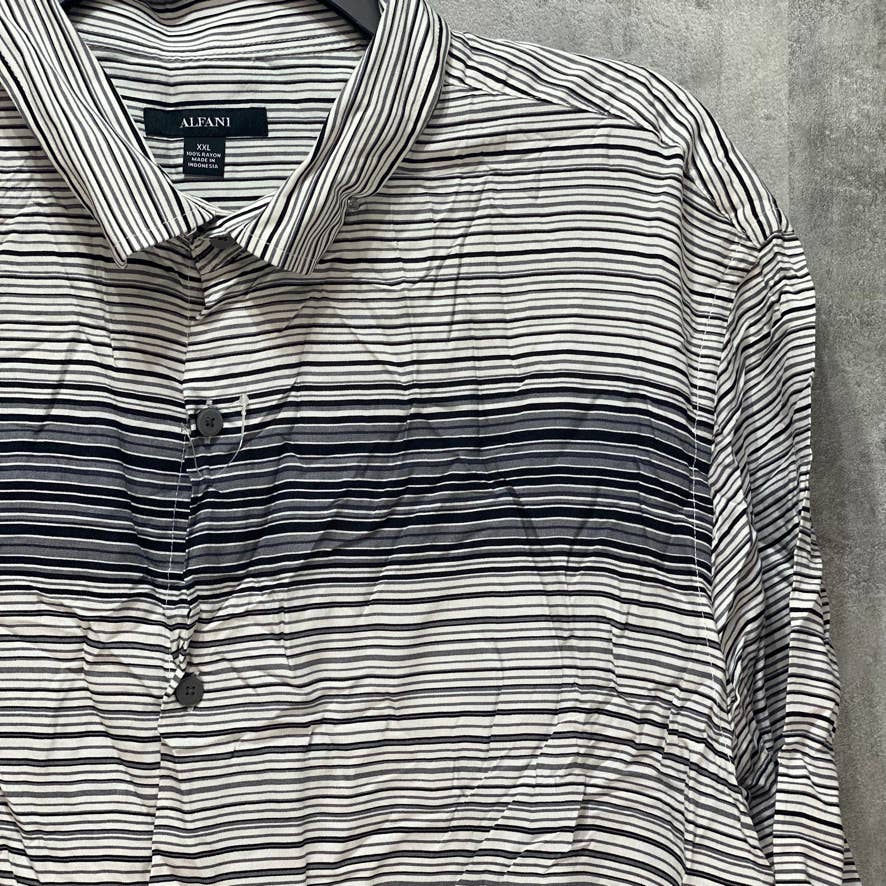 ALFANI Grey Gradient Stripe Short Sleeve Shirt SZ 2XL