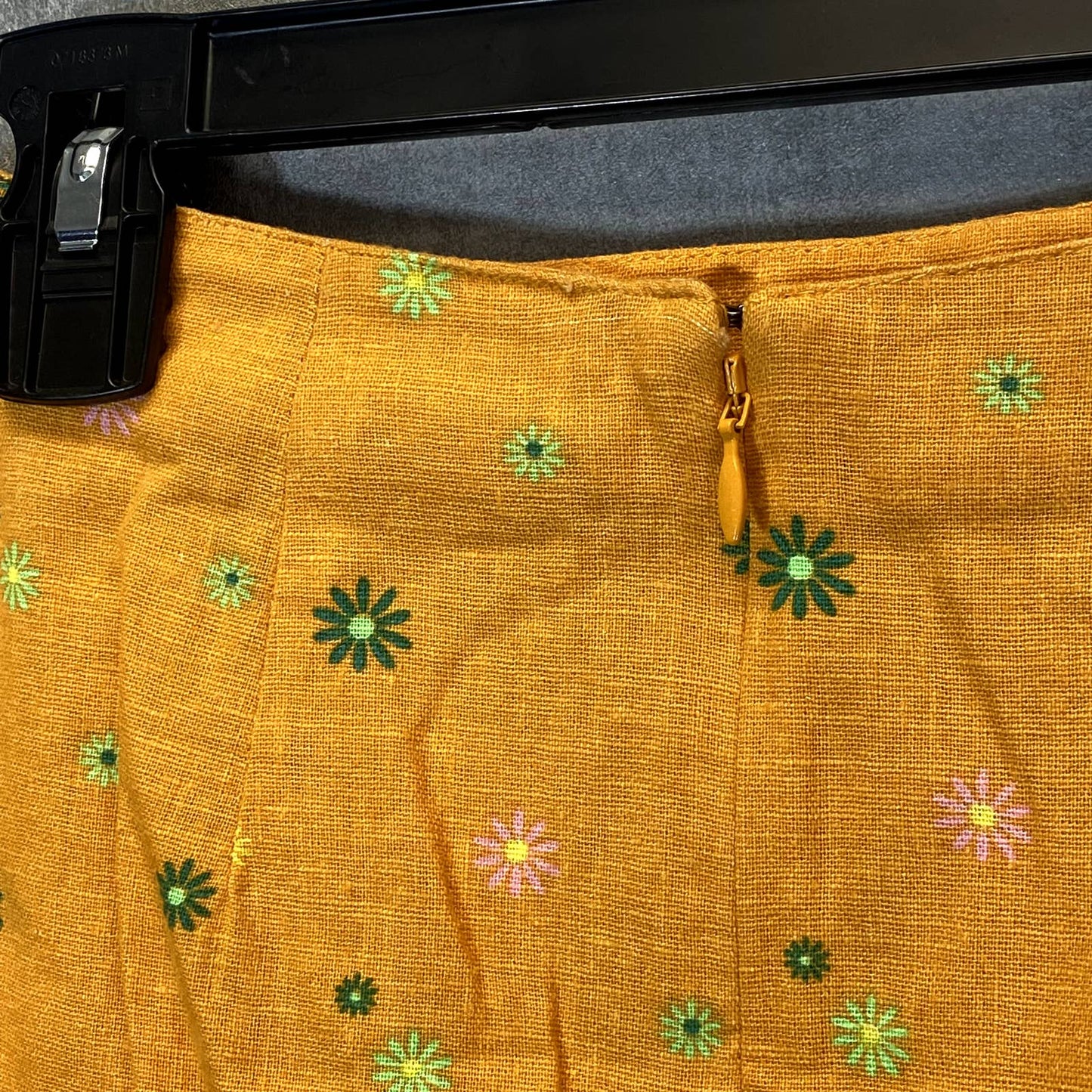 ABOUND Women's Orange Asterisk Floral Print Back Zip Linen Blend Mini Skirt SZ XXS