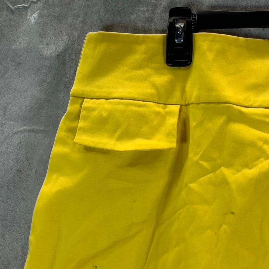 INC X ADE SAMUEL Women's Fresh Lemon Flap-Pocket Elastic Waist Sateen Skirt SZ L