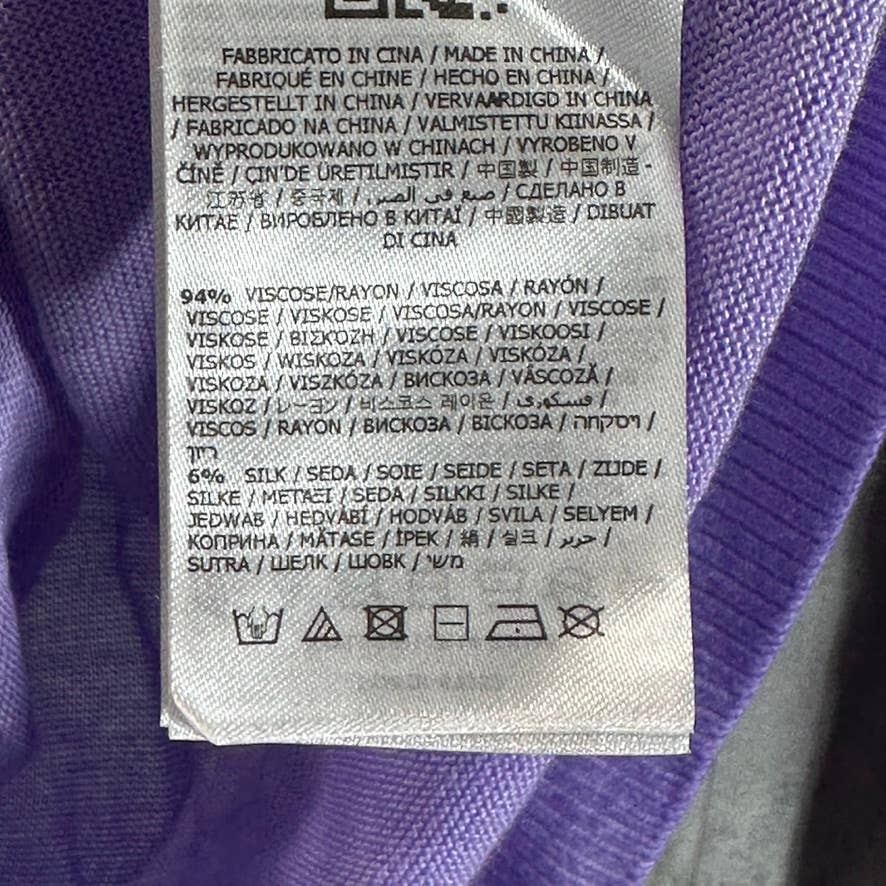 GUESS Women's Lilac Forever Sandra V-Neck Drop-Shoulder Ribbed-Hem Sweater SZ L