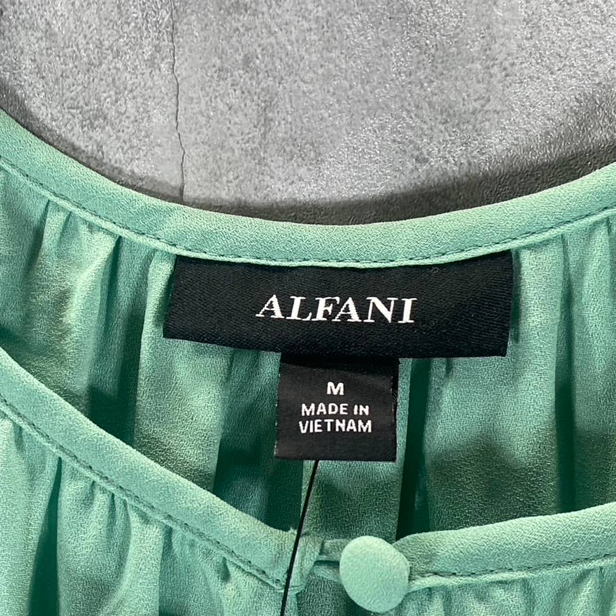 ALFANI Women's Fresh Spring Tie-Front Keyhole Elbow-Sleeve Midi Dress SZ M